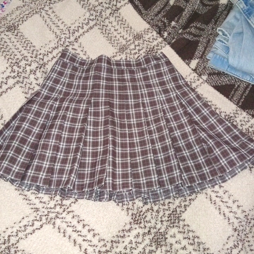 Aerie pleated plaid skirt